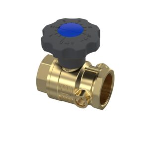 Kogelkraan met aftapgelegenheid en vertragingshandwiel 28 serie binnendraad x binnendraad